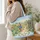 Watercolor Garden Rabbit and Spring Blooms for Storybook Springtime Gift Giving Quilted Tote Bag - 3