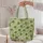Cute Green Blob Creature Motifs for Playful Everyday Errands and Cheerful Gift Giving Quilted Tote Bag - 5