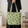 Cute Green Blob Creature Motifs for Playful Everyday Errands and Cheerful Gift Giving Quilted Tote Bag - 4
