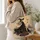 Crescent Moon Witch and Black Cat for Halloween Nights and Dark Academia Style Quilted Tote Bag - 3