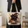 Witchy Black Cat and Crescent Moon for Halloween Cottagecore Autumn Gift Quilted Tote Bag - 4