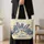 playful blue-gray pigeons school-day pencil Playful School Day Pigeons with Pencil for Teacher Quilted Tote Bag - 4