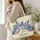 playful blue-gray pigeons school-day pencil Playful School Day Pigeons with Pencil for Teacher Quilted Tote Bag - 3