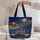 Christmas Sleigh and Reindeer Under Starlit Sky for Magical Holiday Travel Getaways Quilted Tote Bag - 5