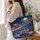 Christmas Sleigh and Reindeer Under Starlit Sky for Magical Holiday Travel Getaways Quilted Tote Bag - 3