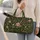 Pink Wildflower Vines on Deep Olive for Garden Getaways and Relaxed Vacation Style Quilted Weekend Bag - 2