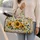 Sunflowers and Cream Roses for Beach Getaways, Summer Holidays and Bohemian Travel Style Quilted Weekend Bag - 2