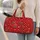 Cherry Red Polka Dots with Rose Accents for Romantic Travel and Relaxed Weekend Getaways Quilted Weekend Bag - 2