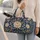 Navy Blue Baroque Floral Motifs for Beach Getaways and Elegant Weekend Escapes All Season Quilted Weekend Bag - 2