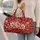 Ivory Wildflowers on Deep Red for Weekend Getaways, Holiday Escapes and Everyday Travel Quilted Weekend Bag - 2