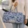 Navy Blue Rose And Hydrangea Botanical Florals For Coastal Getaways And Beach Travel Quilted Weekend Bag - 2