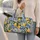 Lemon And Blue Acanthus Motifs For Sunny Gym, Beach And Travel Days, Unisex Style Quilted Weekend Bag - 2