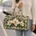 Ivory Magnolia And Emerald Leaves For Relaxed Weekend Getaways And Garden Travel Quilted Weekend Bag - 2