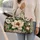 Cream Magnolia Blooms and Teal Leaves for Yoga, Beach Days and Weekend Getaways Quilted Weekend Bag - 2