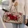 Crimson Rose And Ivory Botanical Florals For Romantic Beach And Weekend Getaways Quilted Weekend Bag - 2