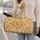 Ivory And Gold Damask Flourishes For Elegant Travel And Refined Weekend Getaways Quilted Weekend Bag - 2