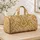 Ivory And Gold Damask Flourishes For Elegant Travel And Refined Weekend Getaways Quilted Weekend Bag - 4