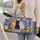 Blue-and-Gold Cats, Porcelain Vases and Florals for Charming Weekend Getaways Away Quilted Weekend Bag - 2