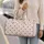 Ivory Brown Heart Lattice for Romantic Weekend Getaways and Travel Lovers Quilted Weekend Bag - 2
