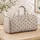 Ivory Brown Heart Lattice for Romantic Weekend Getaways and Travel Lovers Quilted Weekend Bag - 4