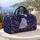 White Cat And Purple Daisies Under Stars For Dreamy Weekend Getaways Quilted Weekend Bag - 5