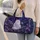 White Cat And Purple Daisies Under Stars For Dreamy Weekend Getaways Quilted Weekend Bag - 2