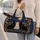 Moonlit Castle Cats Under Golden Streetlamps for Whimsical Nighttime Travel Escapes Quilted Weekend Bag - 2