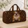 Stocky Bulldog Puppy Portrait With Bone Accents For Dog Lovers And Weekend Getaways Quilted Weekend Bag - 4