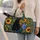 Sunflower Black Cat and Blue Vase for Artful Weekend Travel and Nature Loving Women Quilted Weekend Bag - 2
