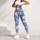 White Daisies on Periwinkle Blue for Yoga, Pilates and Everyday Style Leggings - 4