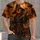Pumpkin-Head Scarecrow Beneath a Full Moon for Halloween Night and Autumn Gatherings All-over Print Unisex T-shirt - 4