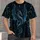 Cyan Rune Dragon Cloak Motifs for Medieval Fantasy Cosplay and Viking Festival Wear All-over Print Unisex T-shirt - 4