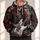 Skeleton Guitarist With Crimson Flames for Concert Nights and Rock Music Fans All-over Print Hoodie (Lightweight) - 1