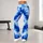 Cobalt Blue Tie Dye Waves for Yoga, Gym Training and Outdoor Running Leggings - 10