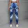 Cobalt Blue Tie Dye Waves for Yoga, Gym Training and Outdoor Running Leggings - 6