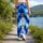 Cobalt Blue Tie Dye Waves for Yoga, Gym Training and Outdoor Running Leggings - 12