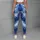 Cobalt Blue Tie Dye Waves for Yoga, Gym Training and Outdoor Running Leggings - 5