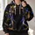 Golden Neon Faceless Portrait for Nightlife, Gaming, and Cyberpunk Style Fans All-over Print Hoodie (Lightweight) - 2