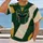 Green Gold Football Helmet Crest for Game Day Tailgates and Autumn Outdoor Wear All-over Print Unisex T-shirt - 2