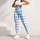 Sky Blue And White Harlequin Checks for Yoga Pilates and Everyday Activewear Style Leggings - 4