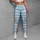 Sky Blue And White Harlequin Checks for Yoga Pilates and Everyday Activewear Style Leggings - 4