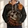 Cowboy Skull, Raven and Pumpkin Halloween Scene for Autumn Night Celebrations All-over Print Hoodie (Lightweight) - 1