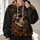 Cowboy Skull, Raven and Pumpkin Halloween Scene for Autumn Night Celebrations All-over Print Hoodie (Lightweight) - 2