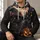 Black Cat Witch Hat and Pumpkin for Halloween Night and Autumn Celebrations All-over Print Hoodie (Lightweight) - 6