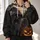 Black Cat Witch Hat and Pumpkin for Halloween Night and Autumn Celebrations All-over Print Hoodie (Lightweight) - 2