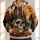 Skull Witch Hat and Pumpkin Moonlit Graveyard for Halloween Night Celebrations, Spooky All-over Print Hoodie (Lightweight) - 1