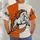 Leaping Horse Mascot in Orange and Ivory for Game Day and Outdoor Wear All-over Print Unisex T-shirt - 6