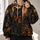 Black Cat, Full Moon and Pumpkin for Spooky Halloween Night Celebrations and Autumn All-over Print Hoodie (Lightweight) - 2