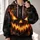 Fiery Jack-O'-Lantern Face for Halloween Night Celebrations and Autumn Partygoers All-over Print Hoodie (Lightweight) - 2