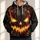Fiery Jack-O'-Lantern Face for Halloween Night Celebrations and Autumn Partygoers All-over Print Hoodie (Lightweight) - 1